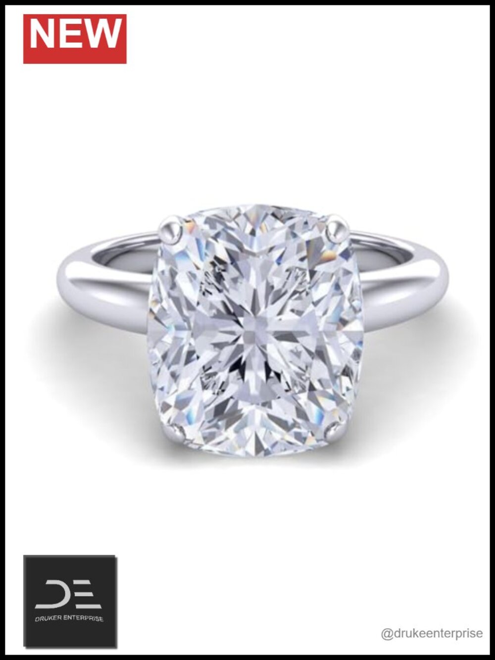 5ct CZ Solitaire Engagement Ring Solid 925 Sterling Silver Platinum Plated